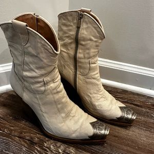 Cream free people western boots